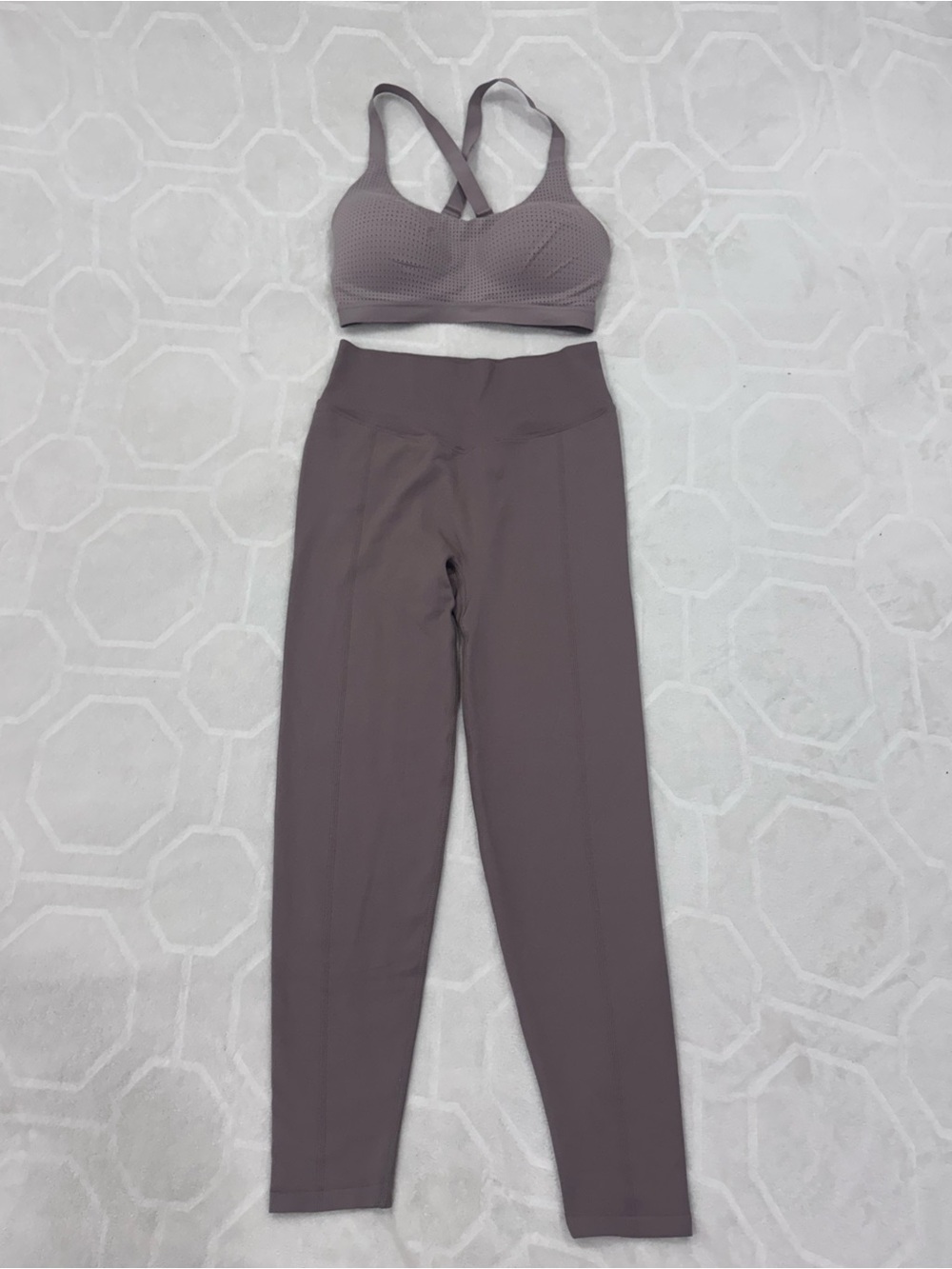 PINK Victoria's Secret Mauve High-Waist Leggings & Strappy Sports Bra Set